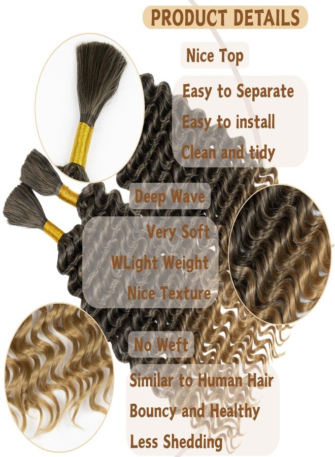 FCHLHFC Braiding Hair 300g 4 Bundles/Pack 18 Inch Deep Wave Bohemian Braids for Curly Braiding Hair No Weft Natural Color, Boho Braids Hair Water Wave（T27#） - Image 3